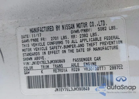 2018 Infiniti Q60 3.0T Luxe из США, поврежденный, VIN JN1EV7EL3JM390849